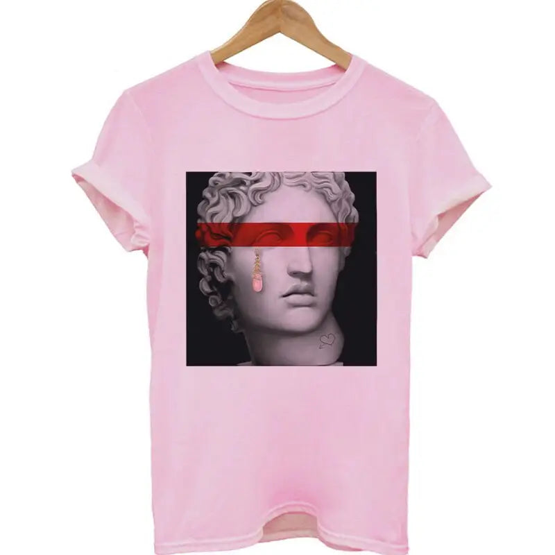 Medusa Sculpture Pink Vaporwave Print T-Shirt