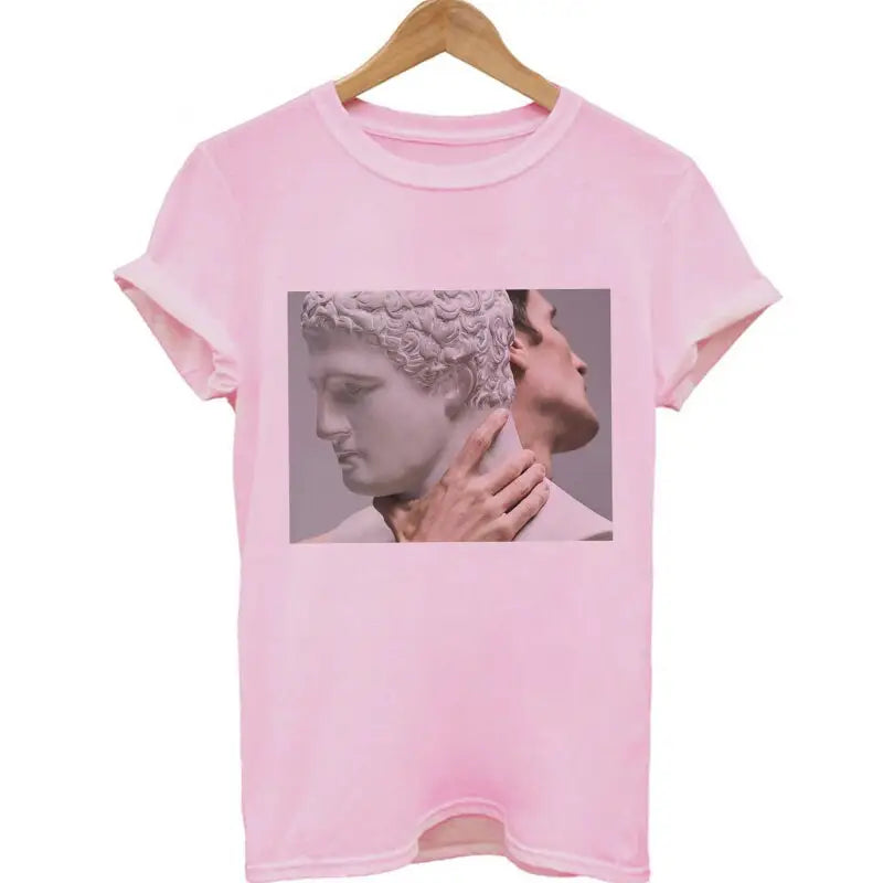 Medusa Sculpture Pink Vaporwave Print T-Shirt