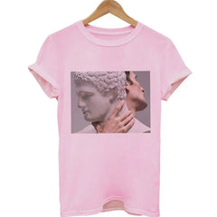 Medusa Sculpture Pink Vaporwave Print T-Shirt