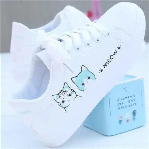 Meow Lovely PU Vegan Sneakers - Blue / 35 - Shoes