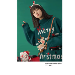 Merry Christmas Turtleneck Oversize Sweater