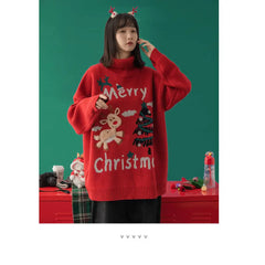 Merry Christmas Turtleneck Oversize Sweater