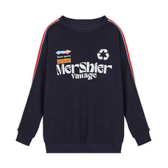 Mershier Dark Blue Long Sleeve Sweatshirt Round Neck Navy