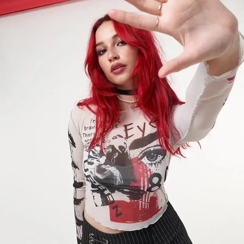 Mesh See Through Bodycon Blouse Indulge