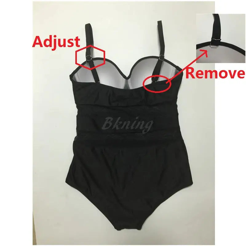 Mesh Sheer Plus Size Black and White One Piece Swimsuit