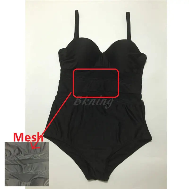 Mesh Sheer Plus Size Black and White One Piece Swimsuit