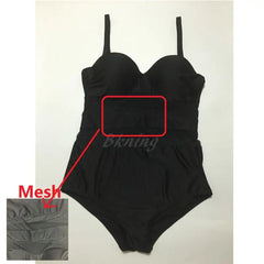 Mesh Sheer Plus Size Black and White One Piece Swimsuit