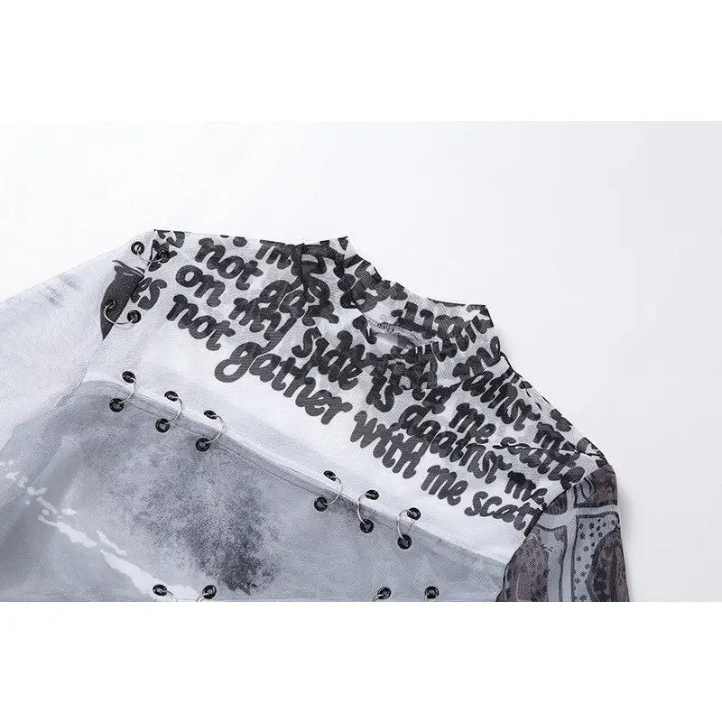 Mesh Top with Metal Ring Hollow Design