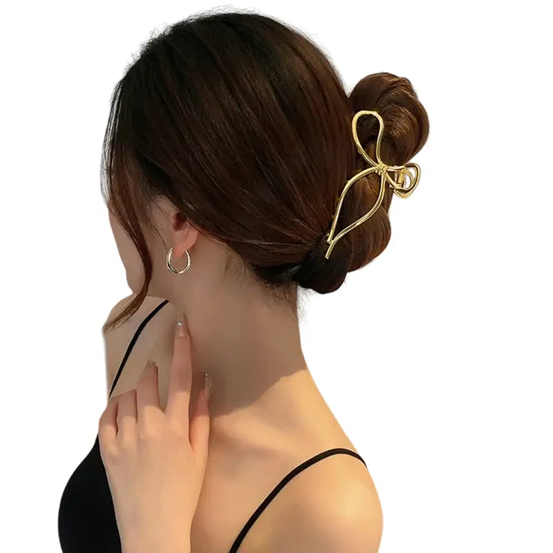 Metal Bow Hair Geometric Hairpin Clip Bownot Gold