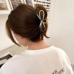 Metal Bow Hair Geometric Hairpin Clip Gold