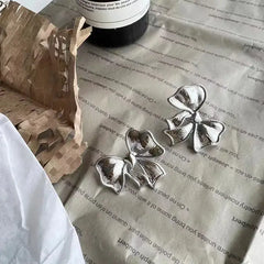 Metal Bow Tie Earrings And Ring