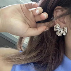 Metal Bow Tie Earrings and Ring Set