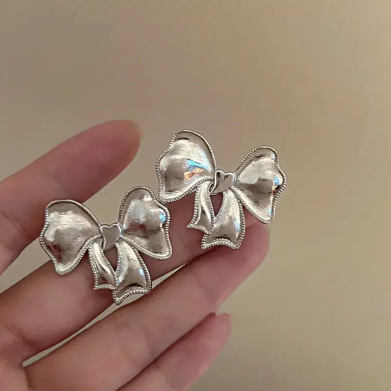 Metal Bow Tie Earrings and Ring Set
