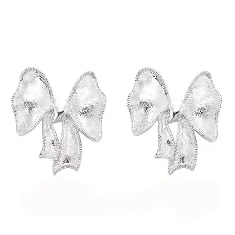 Metal Bow Tie Earrings and Ring Set