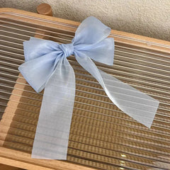 Metal Chic Bow Clip for Stylish Hair Looks Plain Blue