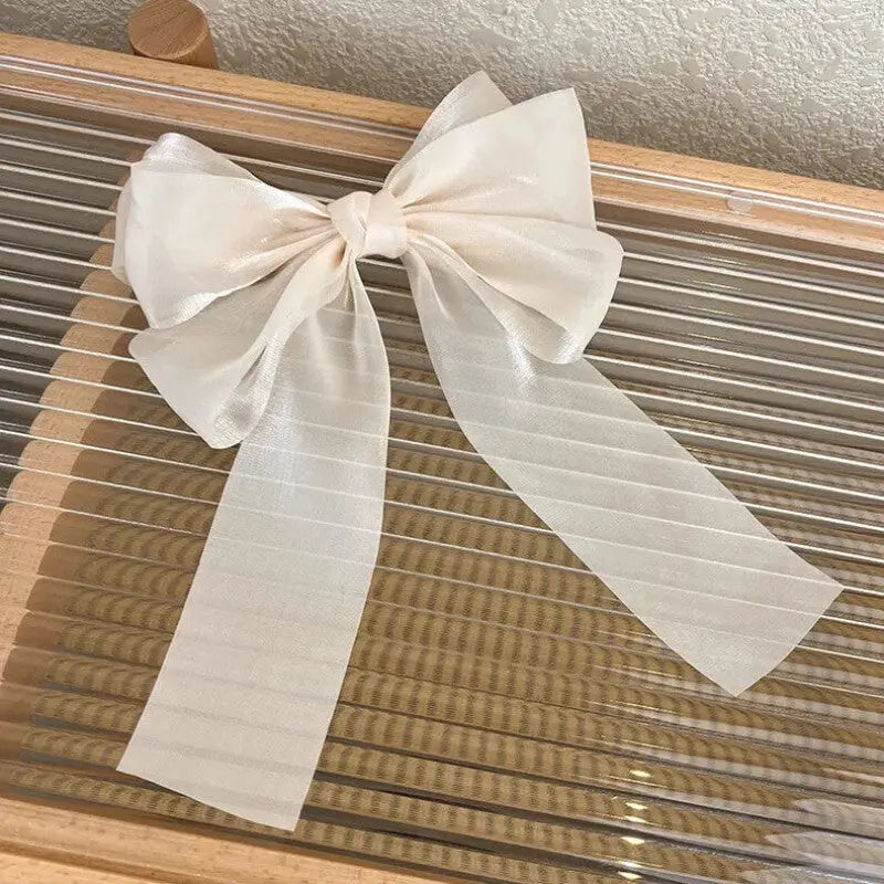 Metal Chic Bow Clip for Stylish Hair Looks Plain White