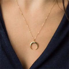 Metallic Crescent Moon Necklace