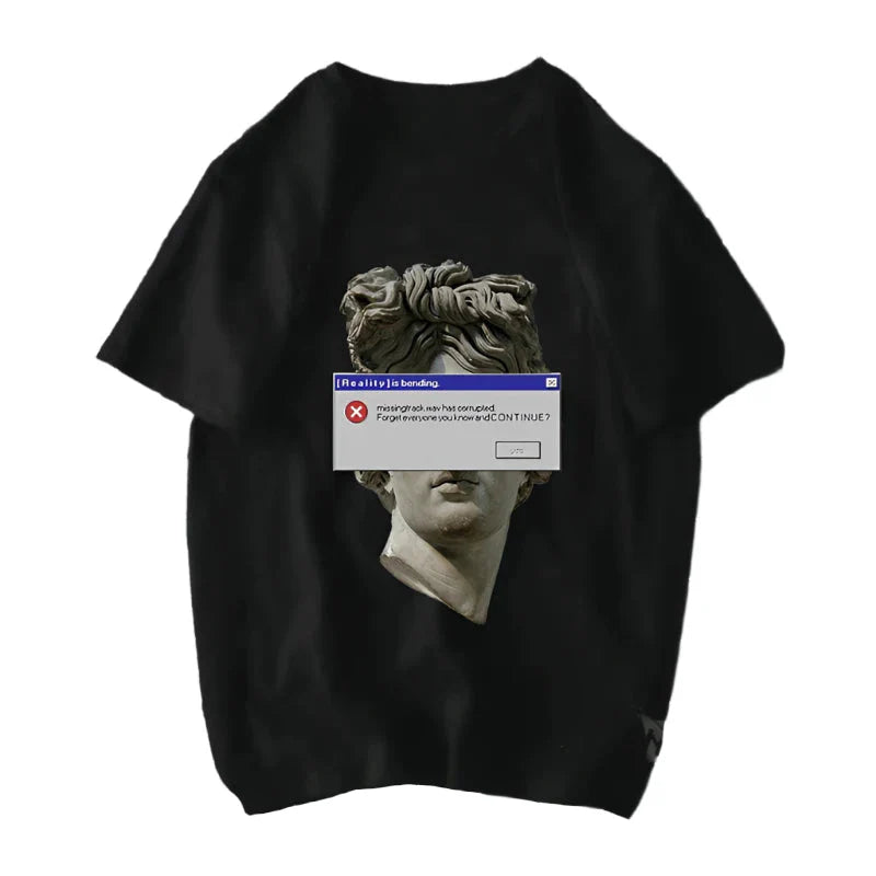 Michelangelo David Mona Lisa Mask Printed T Shirt Error