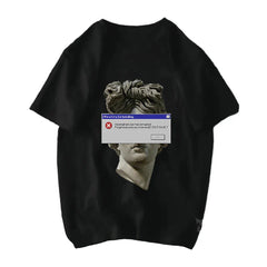 Michelangelo David Mona Lisa Mask Printed T Shirt Error