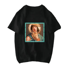 Michelangelo David Mona Lisa Mask Printed T Shirt Praying