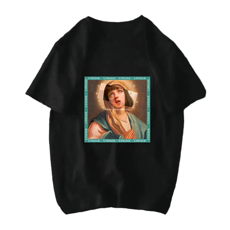 Michelangelo David Mona Lisa Mask Printed T Shirt
