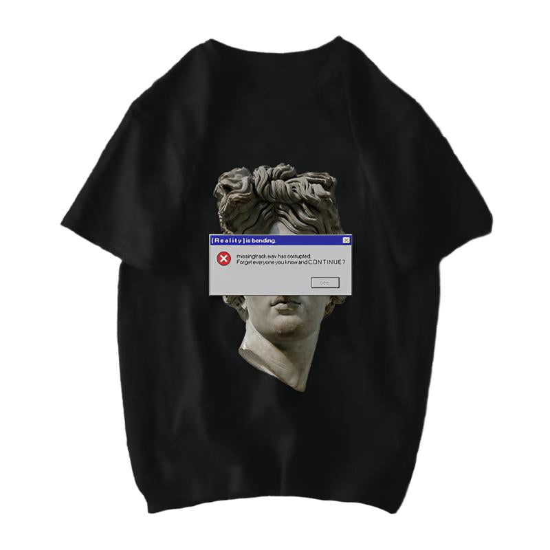 Michelangelo David Mona Lisa Mask Printed T Shirt