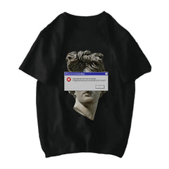 Michelangelo David Mona Lisa Mask Printed T Shirt