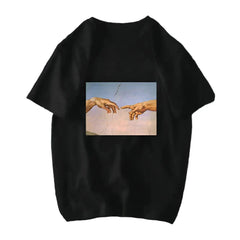 Michelangelo David Mona Lisa Mask Printed T Shirt