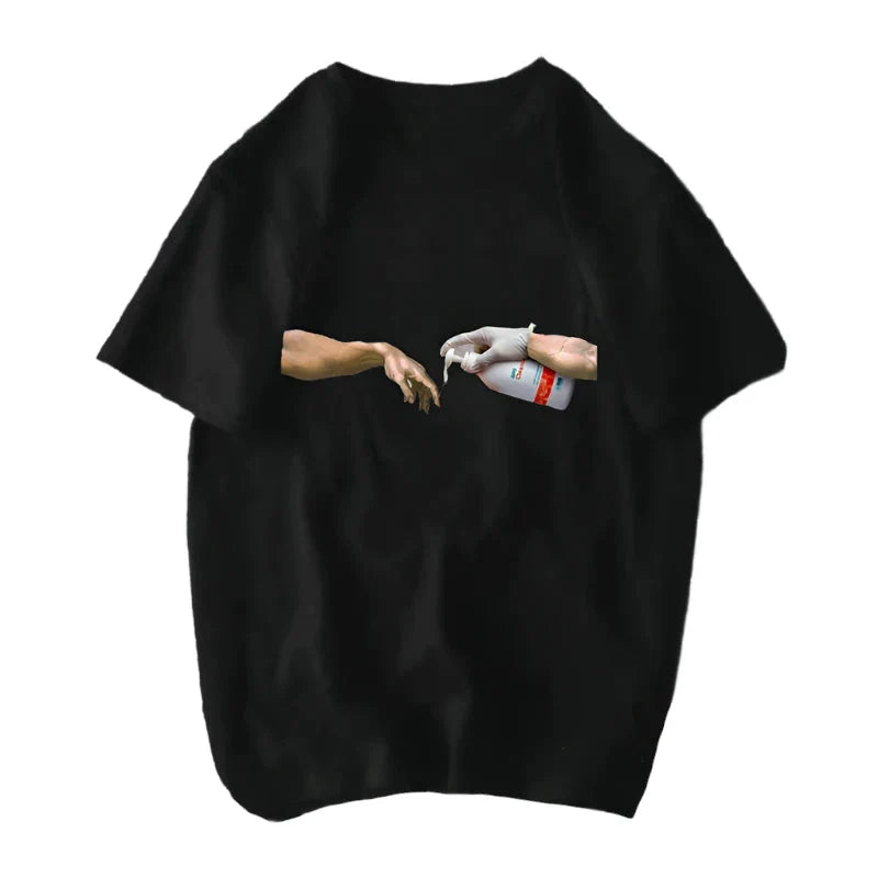 Michelangelo David Mona Lisa Mask Printed T Shirt