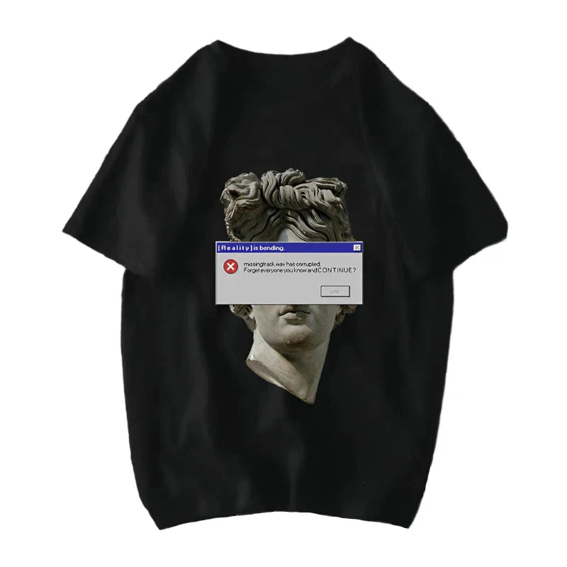 Michelangelo David Mona Lisa Mask Printed T Shirt