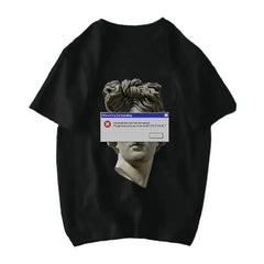 Michelangelo David Mona Lisa Mask Printed T Shirt