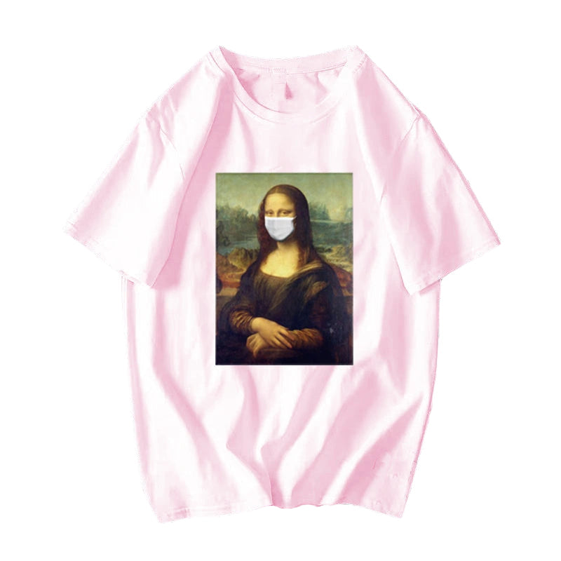 Michelangelo Statue David Print Mona Lisa Mask TShirts