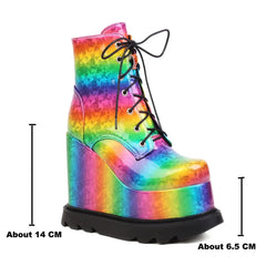 Microfiber Gothic Platform Ankle Booties