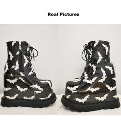 Microfiber Gothic Platform Ankle Booties