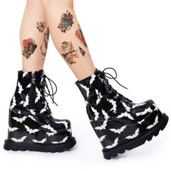 Microfiber Gothic Platform Ankle Booties