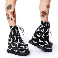 Microfiber Gothic Platform Ankle Booties