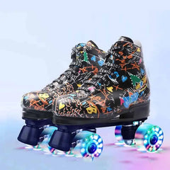 Microfiber White Roller Skates 4 Wheels Double Row Inches