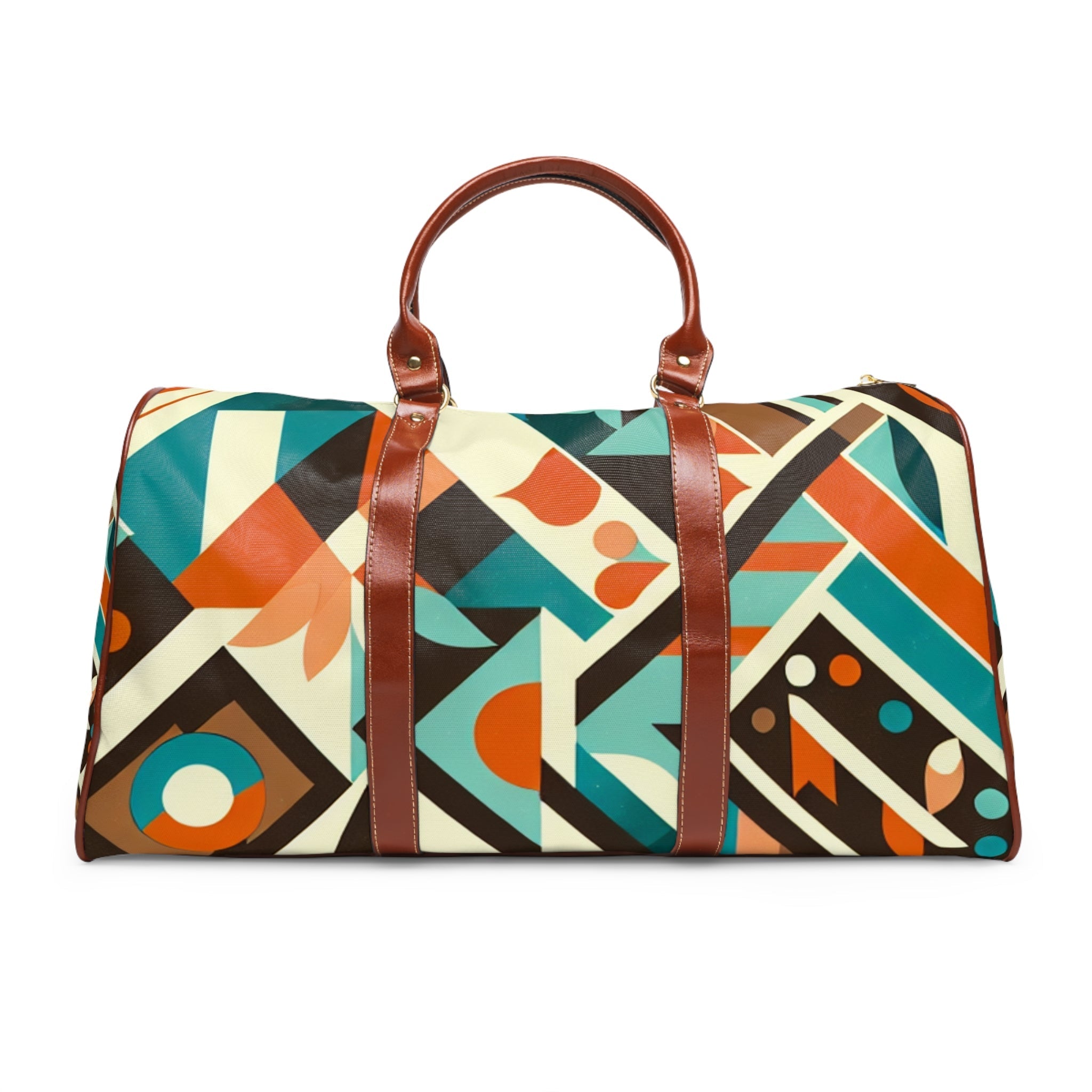Mid Century Inspired Area Travel Bag with Geometric Pattern