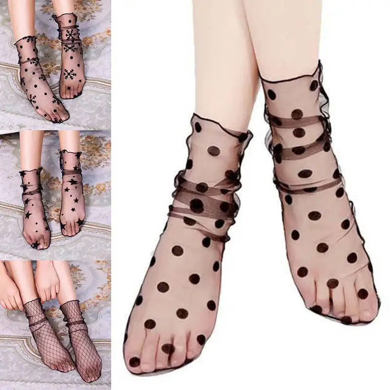 Mid-Tube Sheer Mesh Thin Socks