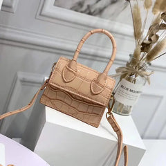 Mini Crocodile Pattern Shoulder Strap Handbag Beige