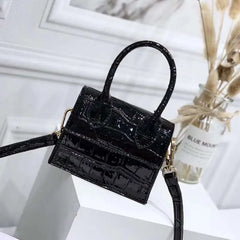 Mini Crocodile Pattern Shoulder Strap Handbag Black
