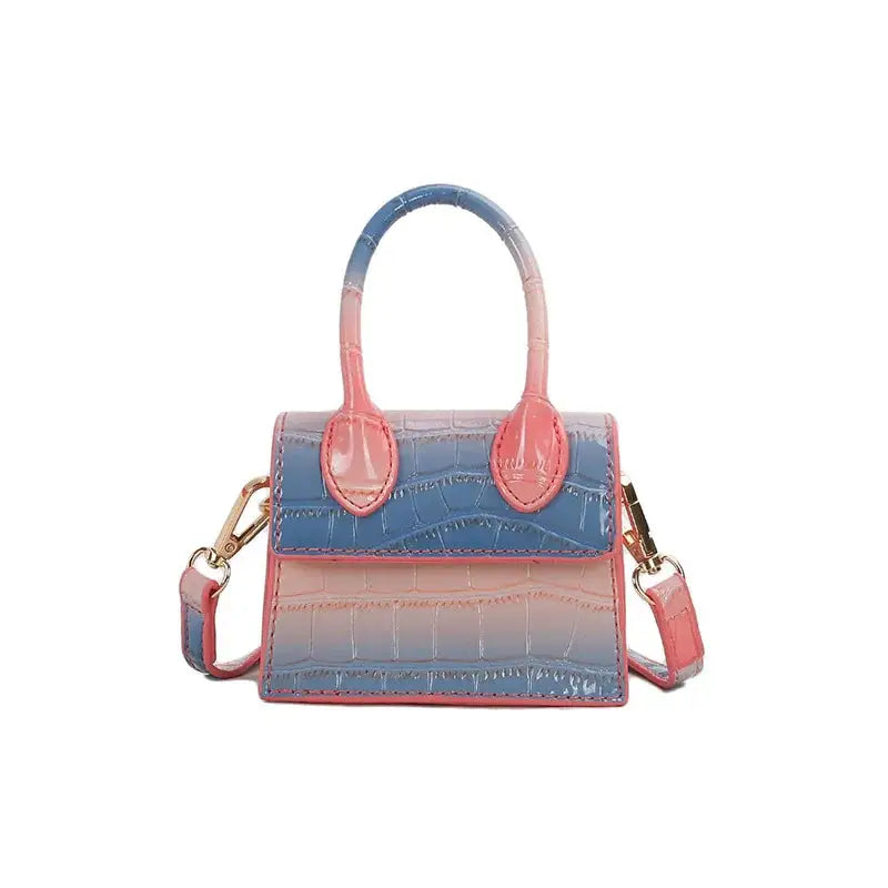 Mini Crocodile Pattern Shoulder Strap Handbag Blue Pink