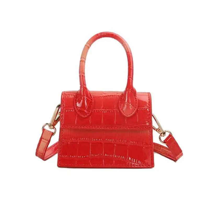 Mini Crocodile Pattern Shoulder Strap Handbag Red