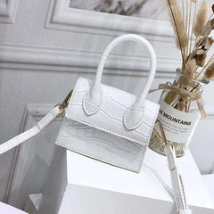 Mini Crocodile Pattern Shoulder Strap Handbag White