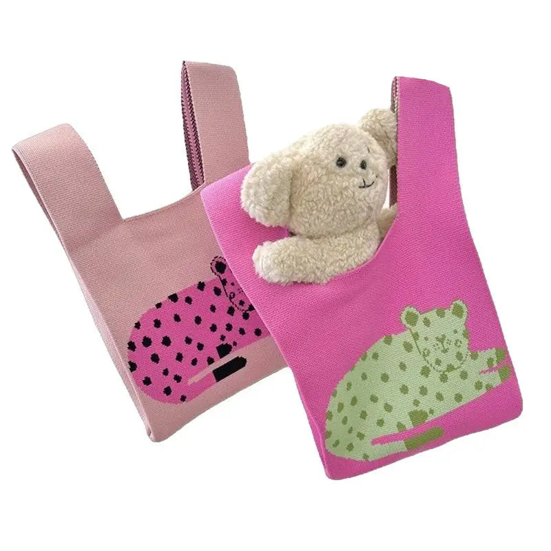 Mini Leopard Pattern Knot Wrist Handbag