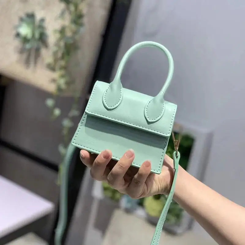 Mini PU Shoulder Strap Handbags - Light Green - Handbag