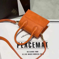 Mini PU Shoulder Strap Handbags - Orange - Handbag