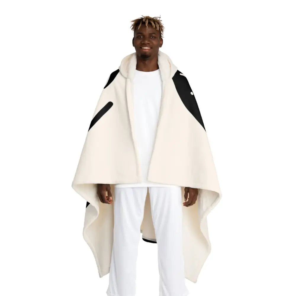 Minimalist Lunar Phase Hooded Sherpa Fleece Blanket