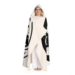 Minimalist Lunar Phase Hooded Sherpa Fleece Blanket