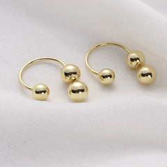 Minimalist Metal Circle Beads Stud Earrings